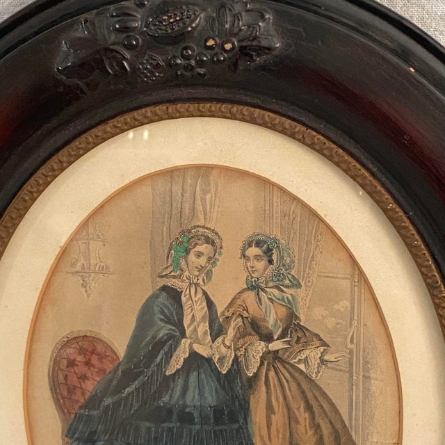 Wood Ornate Oval Framed Dress Design Illustrations - A Pair For Sale - Image 7 of 12