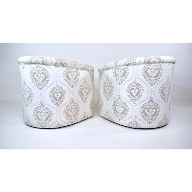 Textile 20th Century Modern Tub Club Chairs, Upholstered Pair For Sale - Image 7 of 9