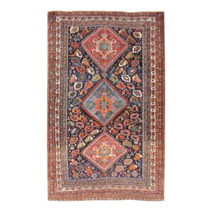 Very Fine and Detailed Antique Persian Qashqai Rug in Tribal Design