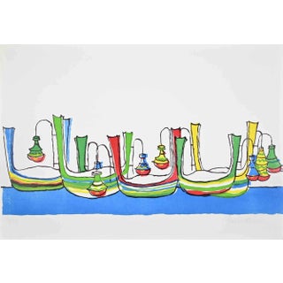 Maurilio Catalano, Gondolas, Lithograph, 1980s For Sale