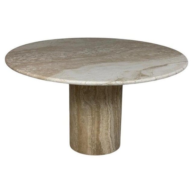 1970s Mid-Century Modern Round Travertine Dining Table, 1970s For Sale - Image 5 of 5