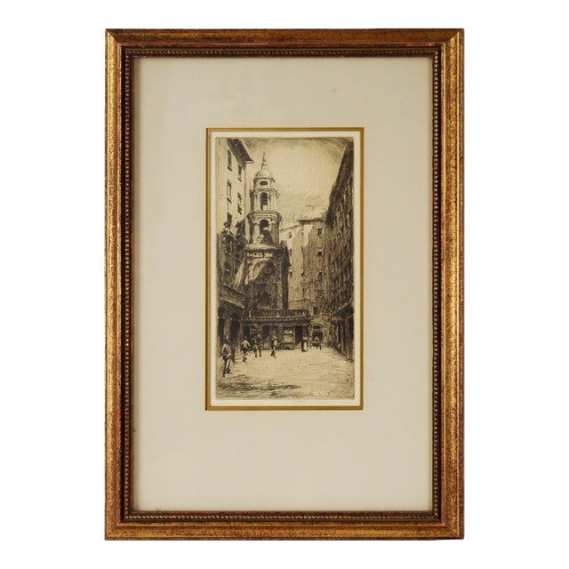 Church of San Pietro in Banchi, Italy - 1908 Original Etching by George Walter Chandler For Sale