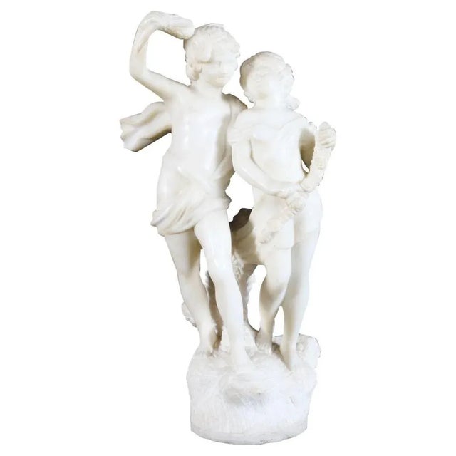 Marble Sculpture of Siblings, 1920s For Sale - Image 18 of 18