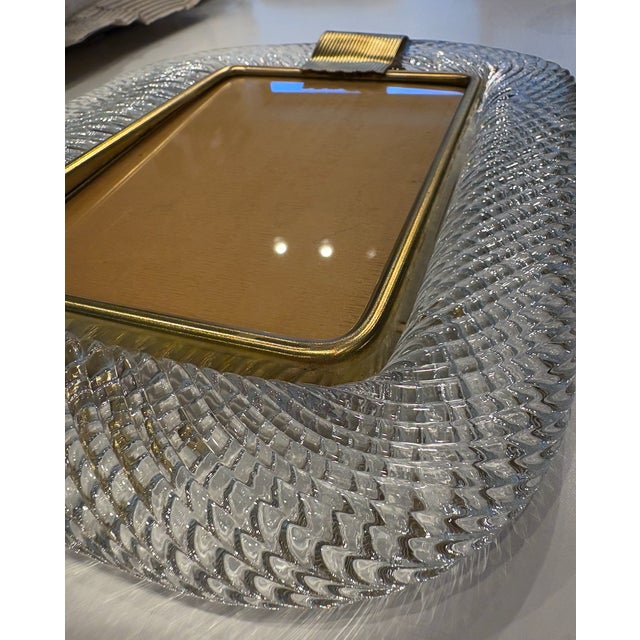 Early 21st Century Murano Style Glass Frame With Brass Accents For Sale - Image 5 of 5