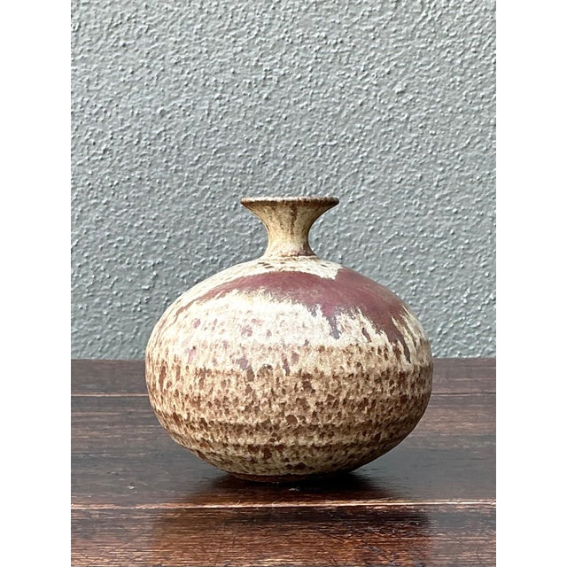 Handcrafted Earth-Tone Ceramic Vase For Sale In West Palm - Image 6 of 16