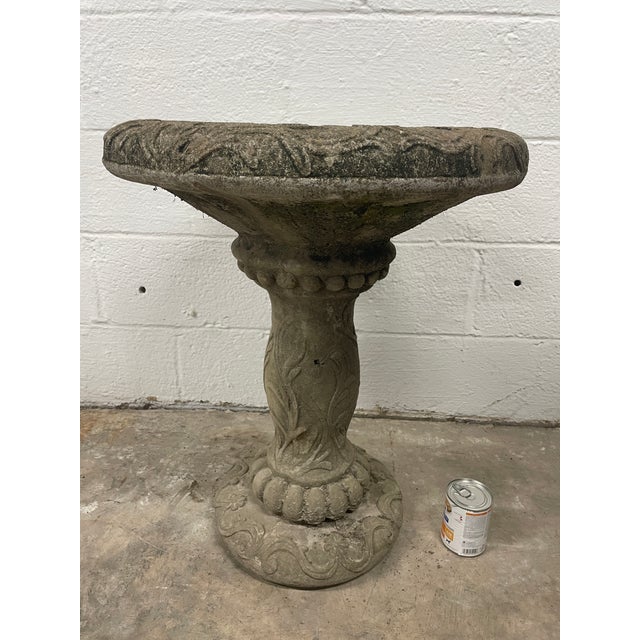 Vintage New Orleans Estate (Garden District) Cast Stone Birdbath With Scrolled Pedestal For Sale - Image 9 of 12