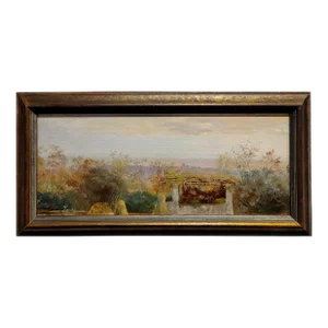 Edward Custer -19th Century Italian Farm Landscape-Impressionist Oil Painting