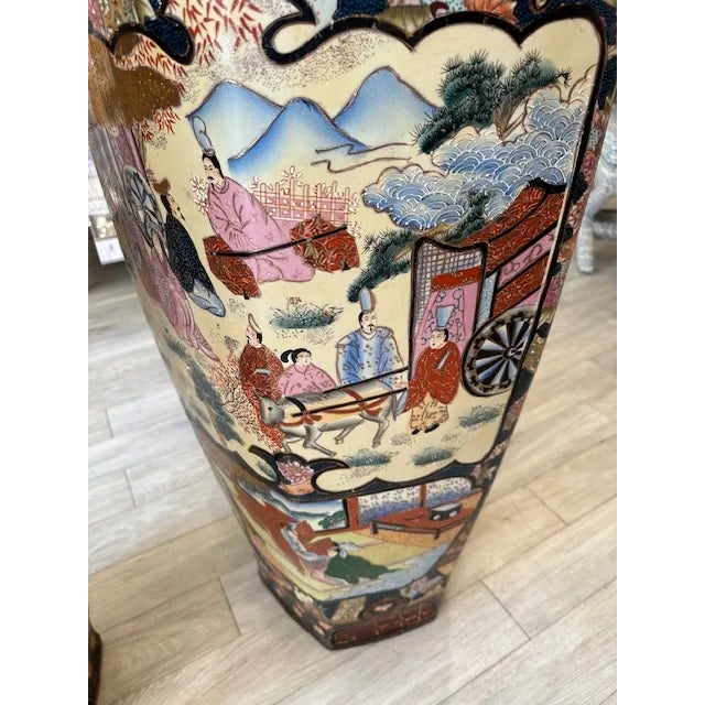 1980s Chinese Satsuma Vases- Set of 2 For Sale - Image 4 of 8