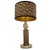 Pair of table lamps with a Murano glass disc base. The body is divided into two parts: a cylindrical section in gold-...