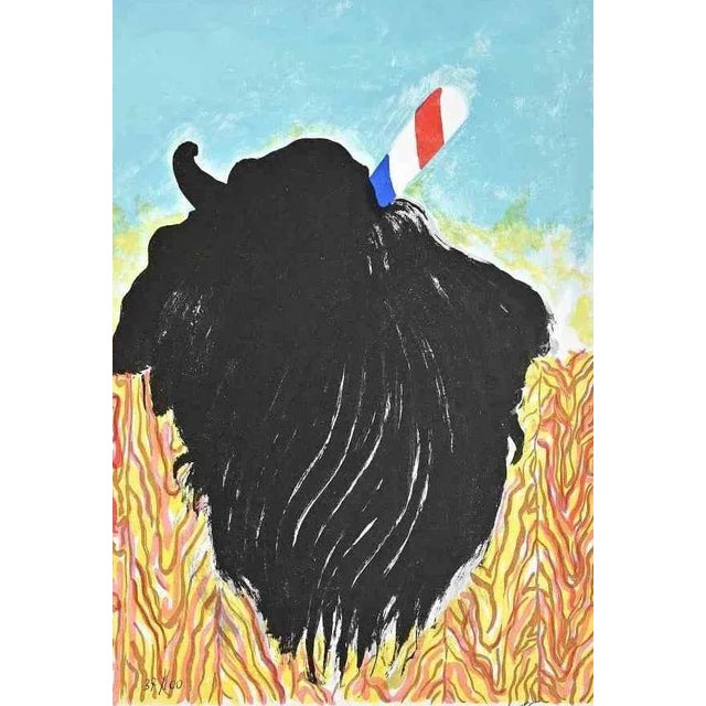 Modern Arturo Carmassi, The Black Creature, Lithograph, 1973 For Sale - Image 3 of 3