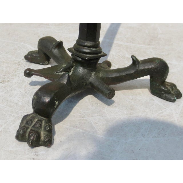 Rare Roman Bronze Candelabrum - Lampstand With Bronze Oil Lamp For Sale In New York - Image 6 of 13