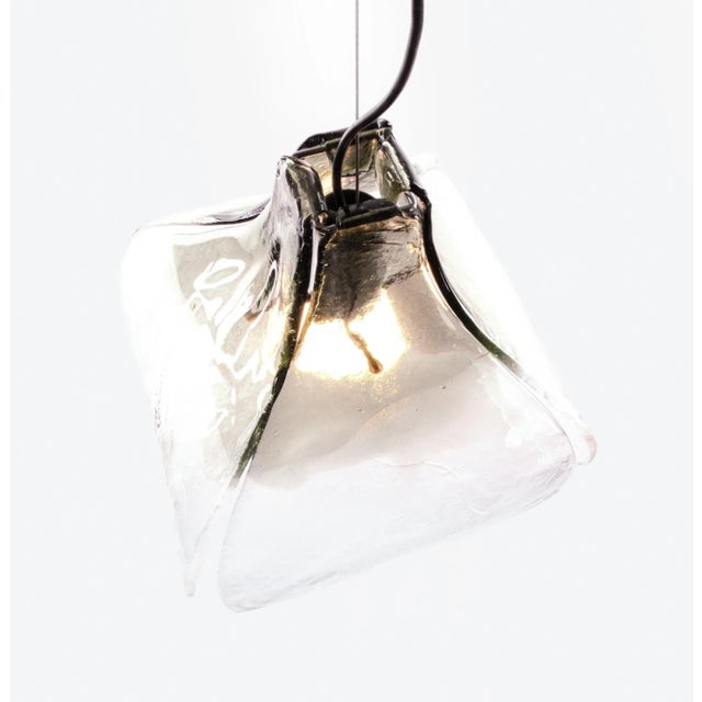 Tulip Pendant Lamp in Amber & Clear Murano Glass by Carlo Nason for AV Mazzega, Italy, 1960s For Sale - Image 3 of 7