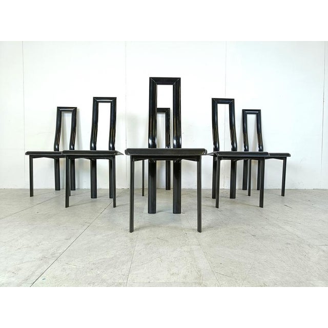 Italian Regia Dining Chairs attributed to Antonello Mosca for Ycami, 1980s, Set of 6 For Sale - Image 4 of 12