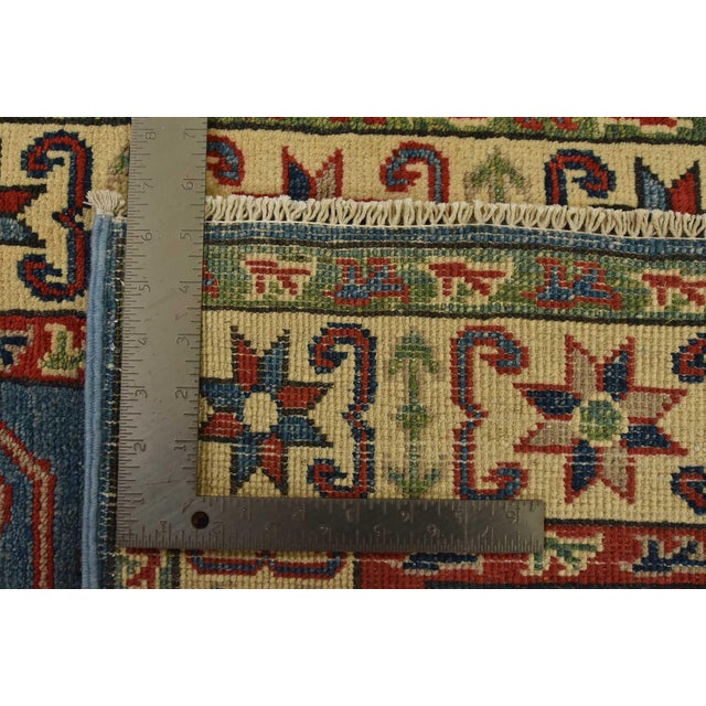 Kazak Rug 2’9” X 4’2” Blue Wool Tribal Hand-Knotted Oriental Carpet For Sale - Image 10 of 10