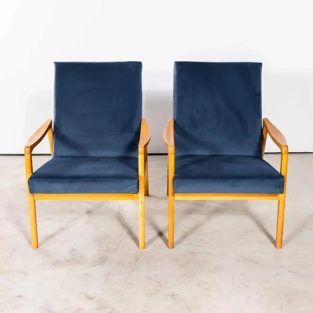 1950s Teal Blue Armchairs by Jaroslav Smidek, 1950s, Set of 2 For Sale - Image 5 of 13