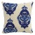 20" Indoor/Outdoor Pillow in Blue Ikat Medallion For Sale