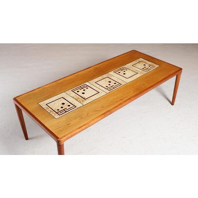 Mid-Century Danish Rectangular Teak Coffee Table with a Tile Inlays by HW Klein for Bramin, 1960s For Sale - Image 6 of 9