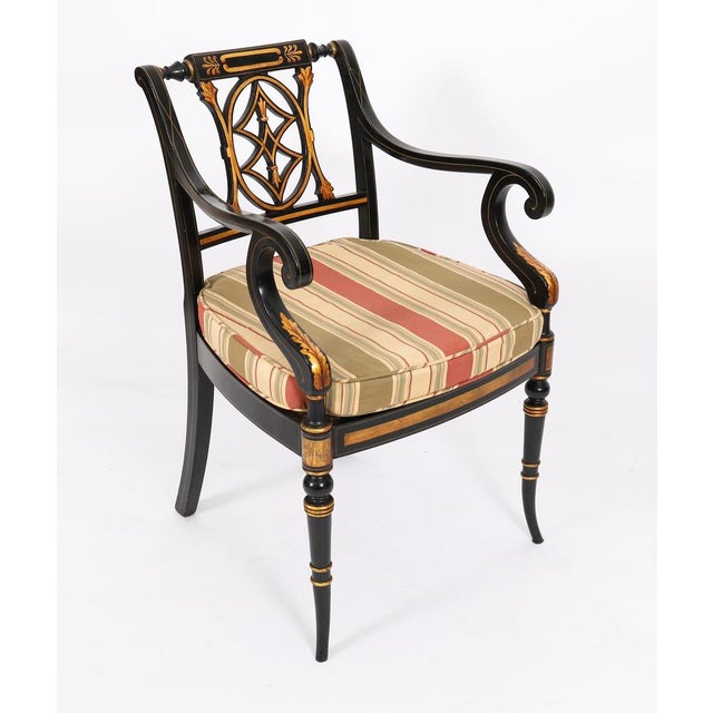 Hollywood Regency Antique English Revival Pierced Splat Back Dining Chairs, 1900s, Set of 10 For Sale - Image 3 of 16