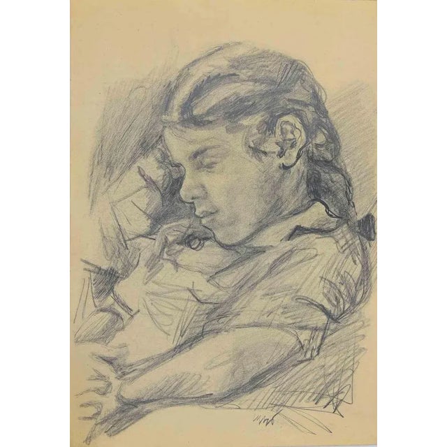 The Girl is an original pencil Drawing realized by Mino Maccari in mid-20th century. Good condition on a yellowed paper....