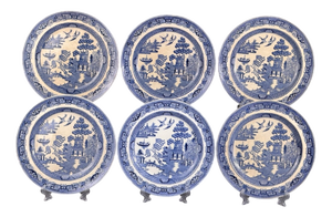 Blue Willow Transferware Plates from Wedgwood, England, Set of 6