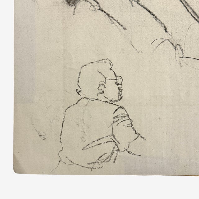 Realism Anthony Ferrara - Vintage Portrait of a Young Girl, Signed (1950, Charcoal on Paper) For Sale - Image 3 of 4