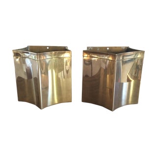 Vintage Brass Planters - A Pair For Sale
