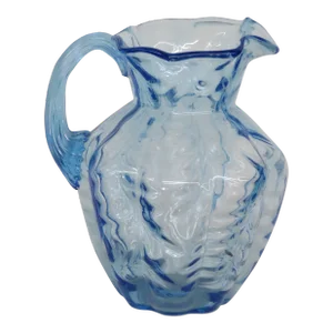 Fenton Fern Ice Blue Signed Glass Pitcher Creamer