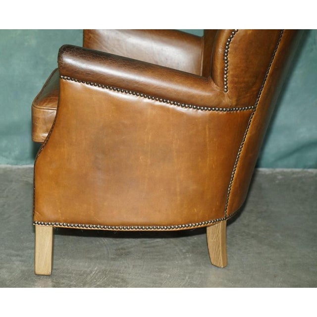 Handmade Cigar Brown Leather Club Chair For Sale - Image 15 of 16