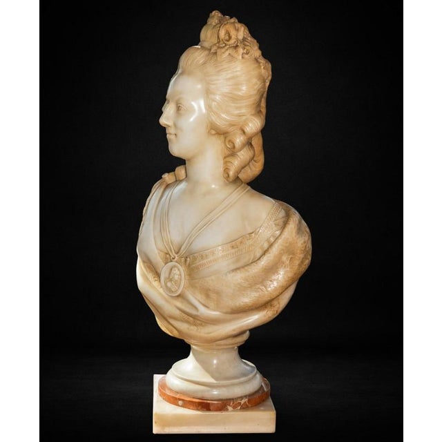 Unknown, Bust of Marie Antoinette, Carrara Marble For Sale - Image 6 of 9