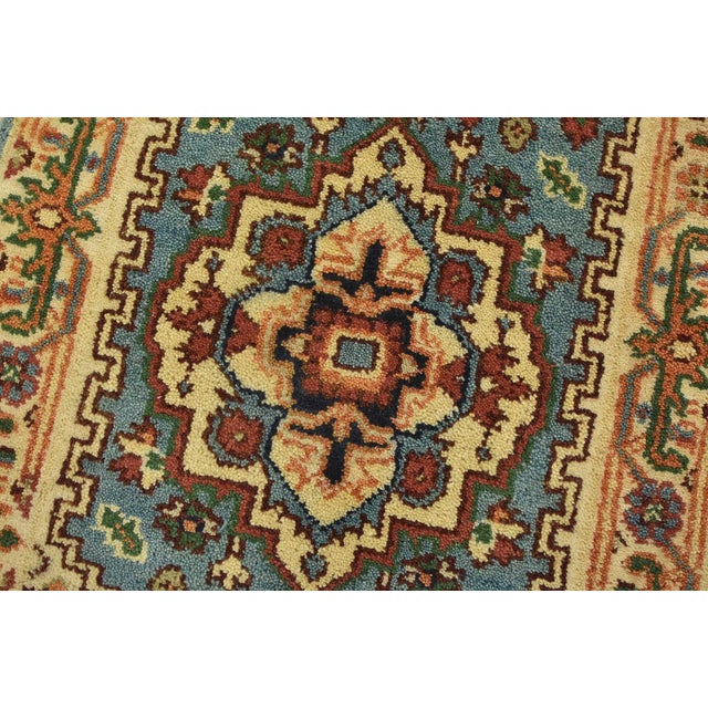 Heriz Runner 2’4” X 7’10” Blue Wool Traditional Hand-Knotted Oriental Rug For Sale - Image 4 of 12
