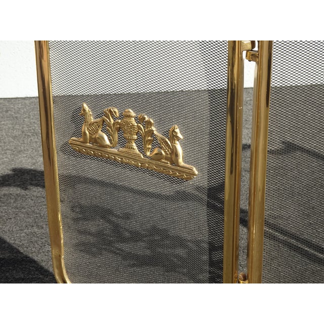 Vintage French Provincial Ribbons Love Birds Gold Brass Fireplace Screen #2 For Sale - Image 9 of 14
