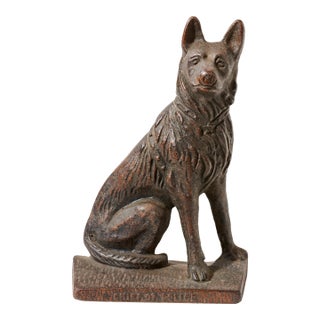 Vintage Cast Iron Police Dog Bookend - Chief of Police For Sale