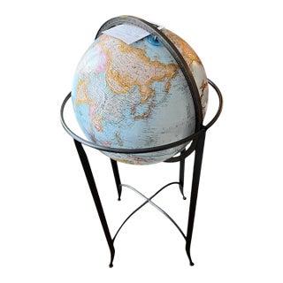 “World Classic” Floor Globe on Tall Black Metal Stand – Model Rg-2807 “Trafalgar,” by Repogle For Sale