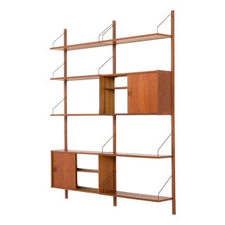 Vintage Scandinavian Teak Wall Unit with Two Cabinets by Poul Cadovius, 1960s For Sale