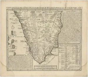 Antique Map of Southern India by Chatelain, c.1720