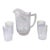 Vintage Imperial Carnival Glass Iridescent Frosty White Robins & Flowers Pitcher and 4 Glasses For Sale