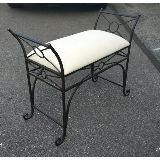 Italian Late 20th Century Modern Italian Iron and Upholstered Bench For Sale - Image 3 of 7