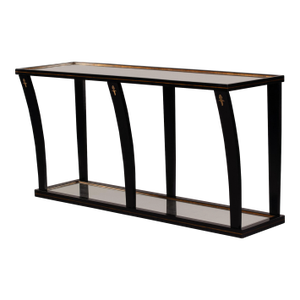 Large Mid Century Console by La Grange of France With Mirrored Top & Bottom Shelf