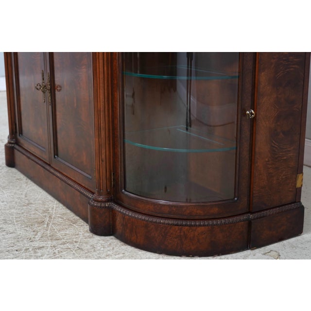 Henredon Burl Walnut Curio Cabinet Banded Server For Sale - Image 9 of 18