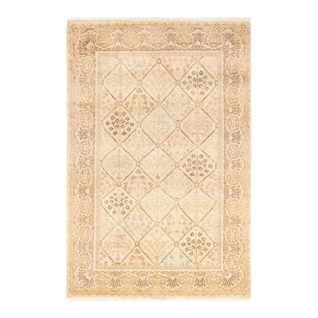 Mogul, One-of-a-Kind Hand-Knotted Area Rug - Ivory, 4' 2" x 6' 2" For Sale