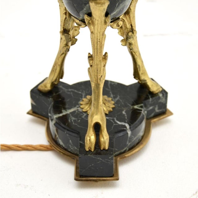 Metal Antique French Marble and Gilt Bronze Table Lamp, 1890s For Sale - Image 7 of 9