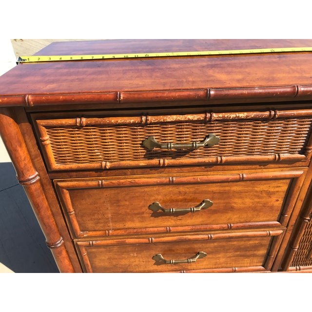 Fretwork Faux Bamboo Cane Dresser & Mirror by Stanley Chairish