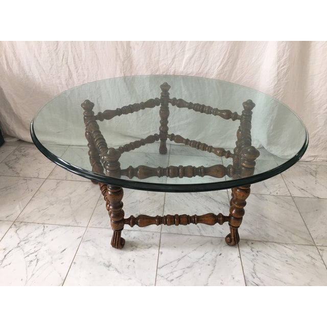 Pentagon Shaped English Glass Top Coffee Table | Chairish