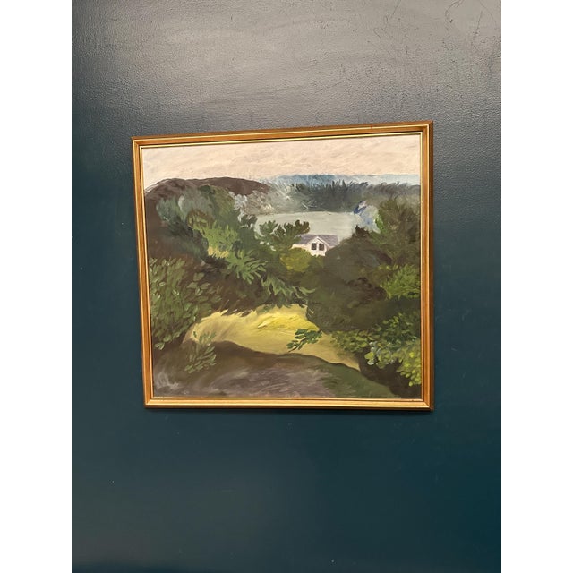 Original Swedish Oil on Canvas – “Evening in the Archipelago” – Signed & Dated 1964 – Vintage Gold Frame – 69 × 64 cm...
