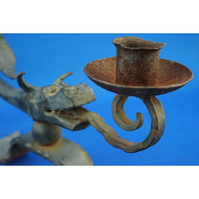 19th Century Art Nouveau Wrought Iron Candelabra with Dragons from A. Mazzucotelli School, Italy, 1920s, Set of 2 For Sale - Image 11 of 18