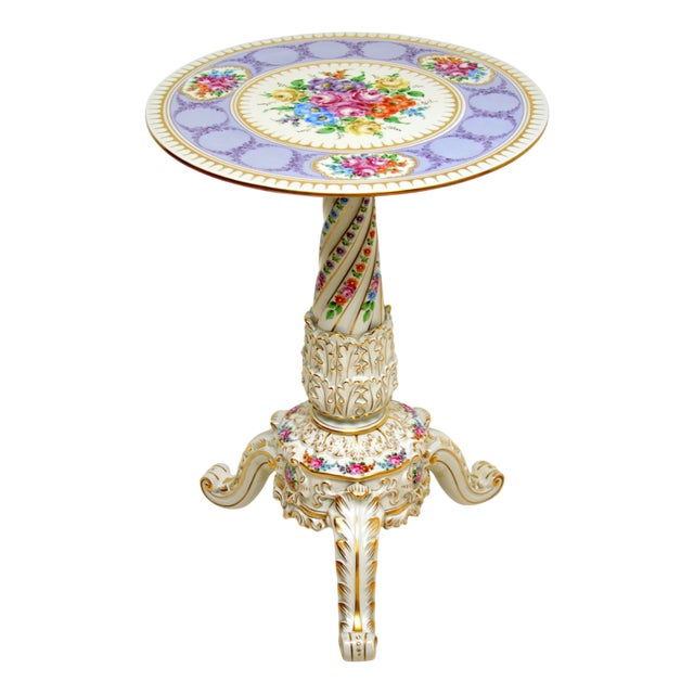 Dresden Style Porcelain Side Table, 1950s For Sale