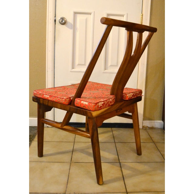 1970s Chinoiserie James Mont Style Artisan Solid Wood Rustic Accent Side Chair For Sale In Miami - Image 6 of 11