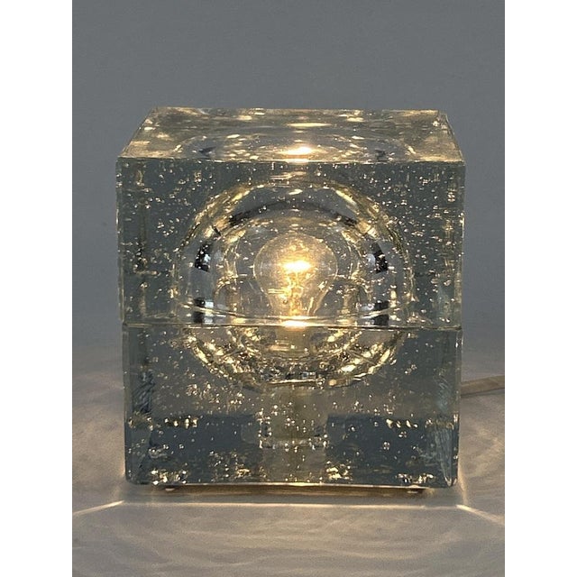 Mid-Century Modern Hand-Blown Ice Glass Cube Table Lamp from Wila, Germany, 1970s For Sale - Image 10 of 18