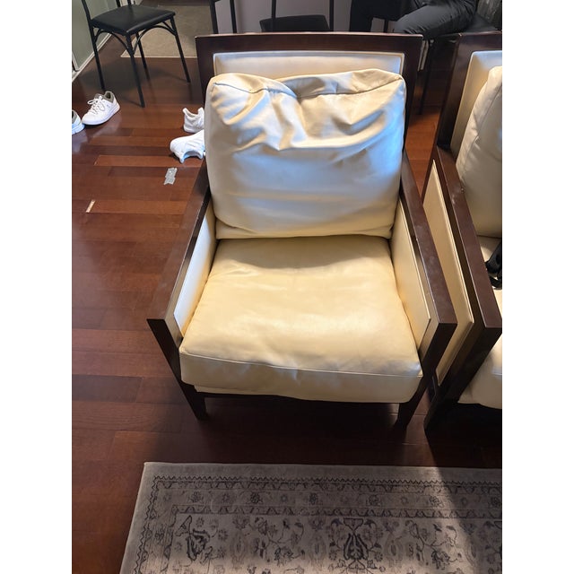 A Rudin Light Brown Leather Armchairs (2) For Sale In New York - Image 6 of 8