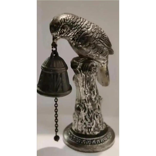 Mid 20th Century Vintage Ornate Metal Tabletop Perched Bird Bell For Sale - Image 4 of 7